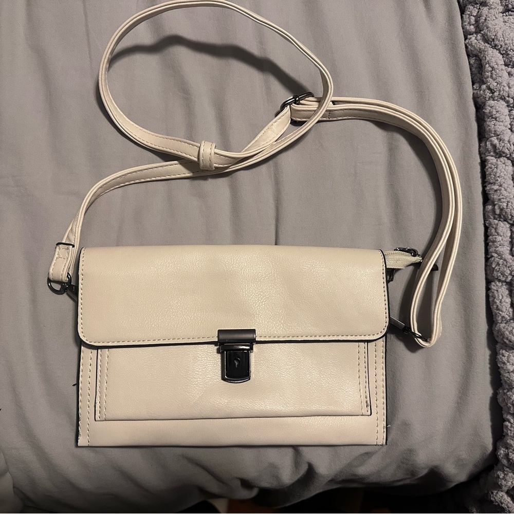 Cream Leather Crossbody Bag